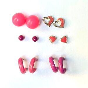 BOGO Six Pairs of Vintage 80s 90s Pink Stud Post Earrings